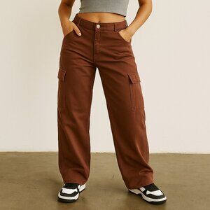 Broadway 38 Brown Cargo Jeans Size 16 Utility Workwear Y2K Minimalist Baggy